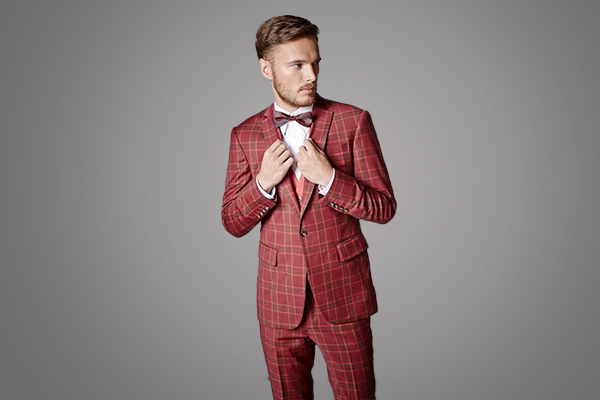 Retro Striped Red Semi-formal Suit