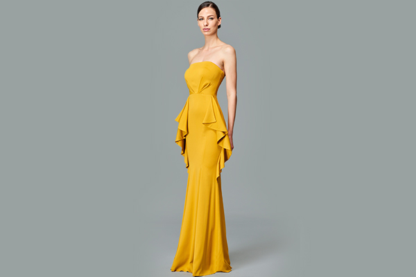 Sunny Side Yellow Peplum Long Semi-formal Dress