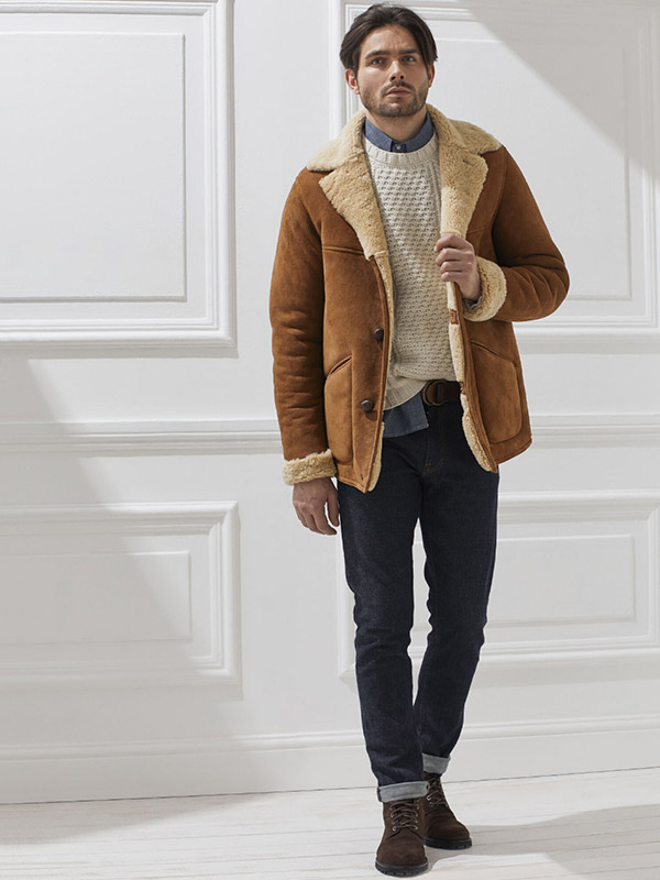 Men's Semi-Formal Attire Has a Shearling Coat 