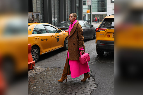 Brown and bubblegum pink outfit