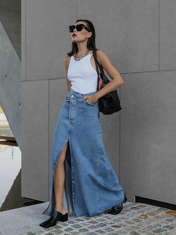 Denim Maxi Skirts