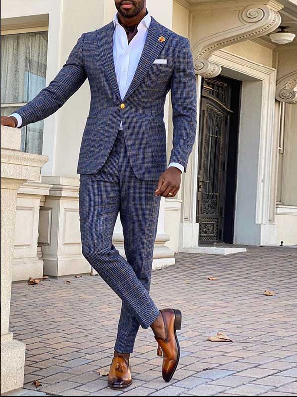 Men's Semi-Formal Attire Has A Plaid Suit Pants