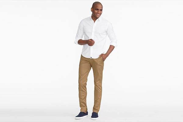 White shirt khaki pants white outlet shoes