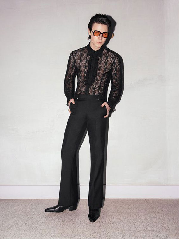 Flared Trousers with Ruffled Shirts