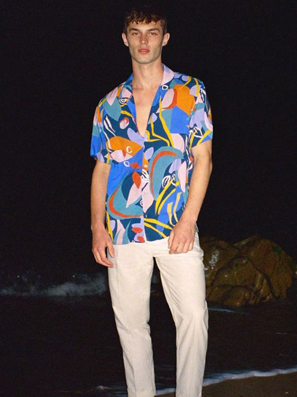Hawaiian Shirt with Pleated Pants