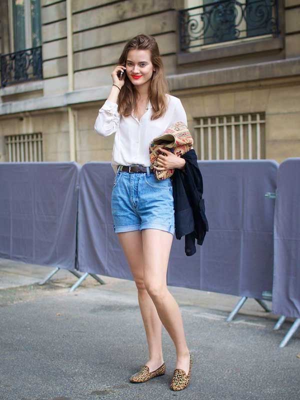 High-Waisted Denim Shorts