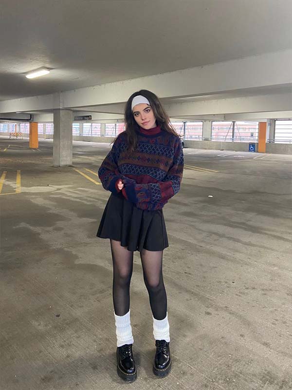 80's mini shop skirt look