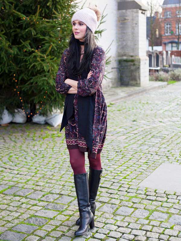 Paisley Top with Tall Boots 