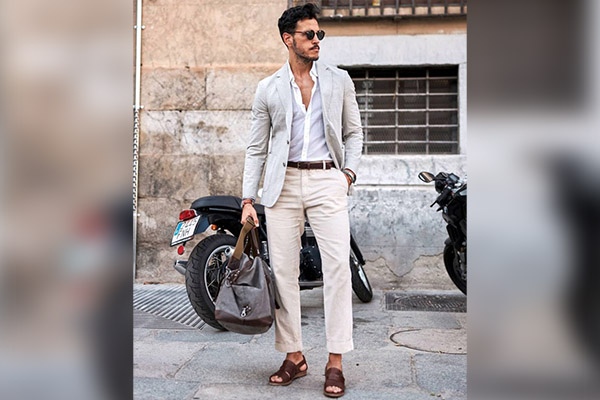 Gray Blazer with Chinos and Sweater