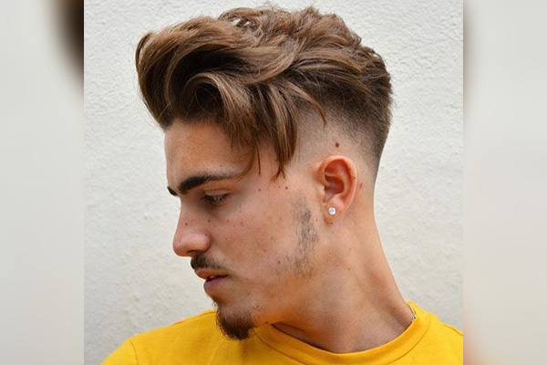 Medium Length Haircut with A High Fade