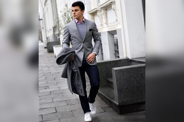 Grey blazer hot sale and jeans