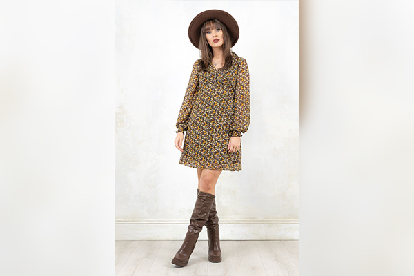 Printed Dress with Go-Go Boots