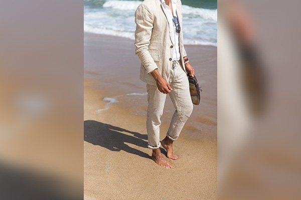 Sport Coat And Flat Front Pants in Natural Linen 