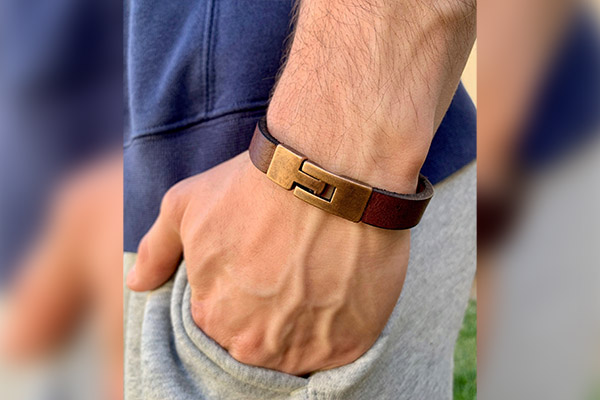 Anniversary Gifts For Him: Personalized Leather Bracelet 
