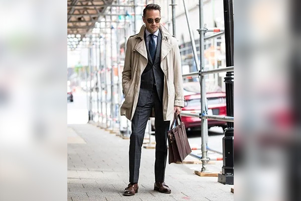 Gray Blazer with Trench Coat 