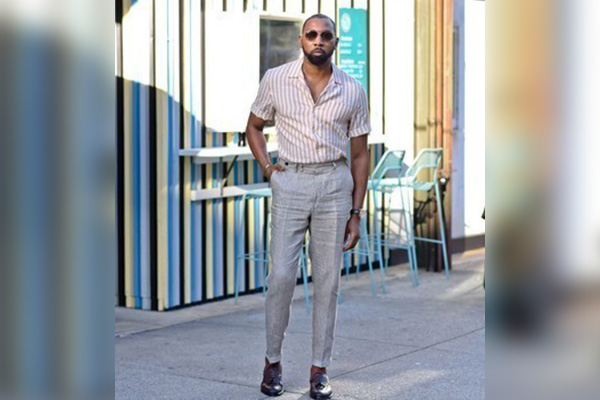 Pink Shirt With Grey Pants