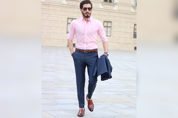 Pink Shirt Navy Pants